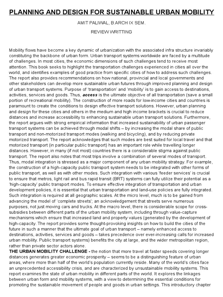 Sustainable Urban Mobility Planning | PDF | Transport | Public Transport
