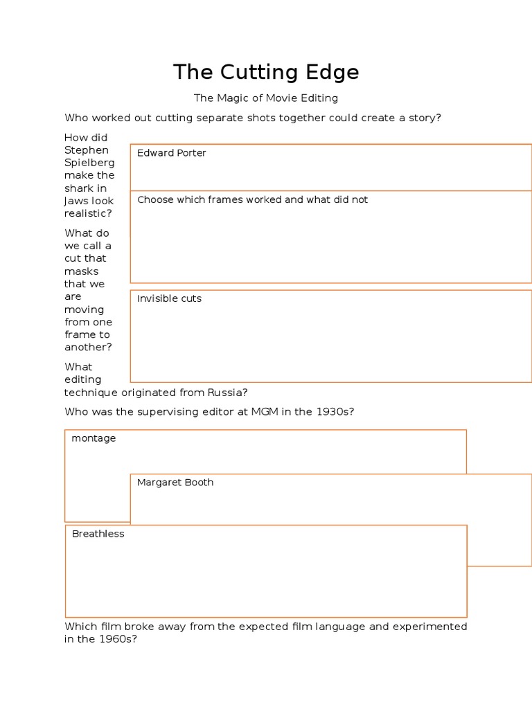the cutting edge worksheet