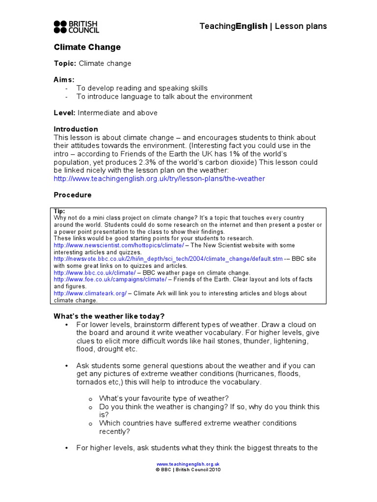 Climate Change Lesson Plan PDF | PDF | Science & Mathematics