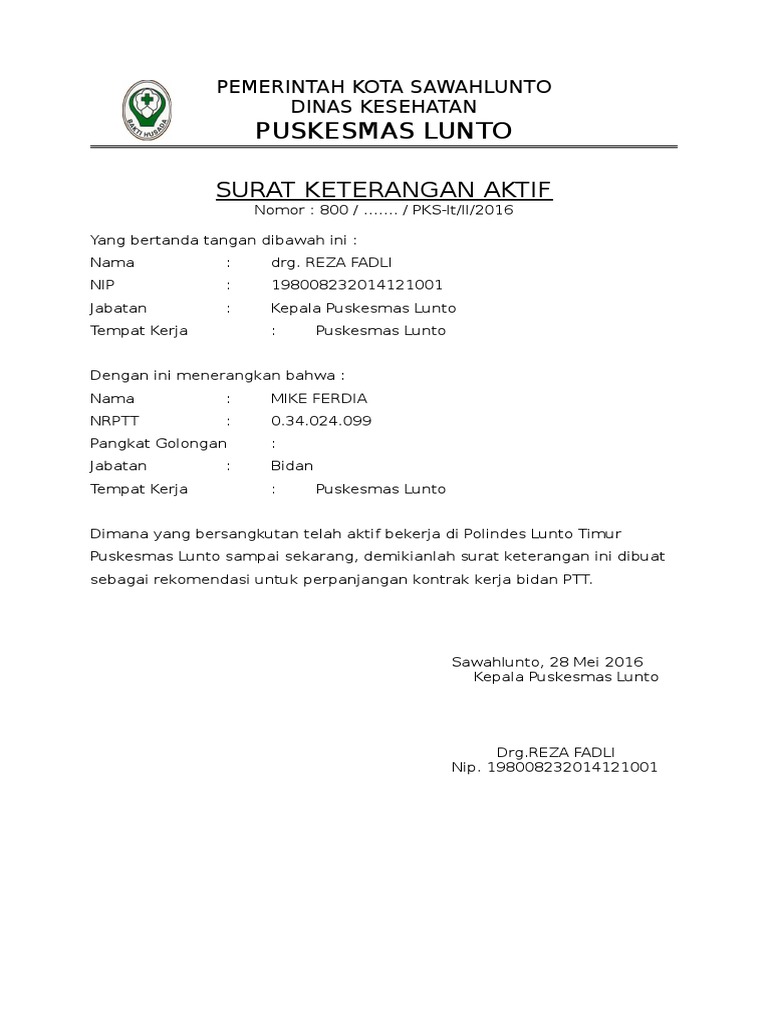 Surat Keterangan Bertugas