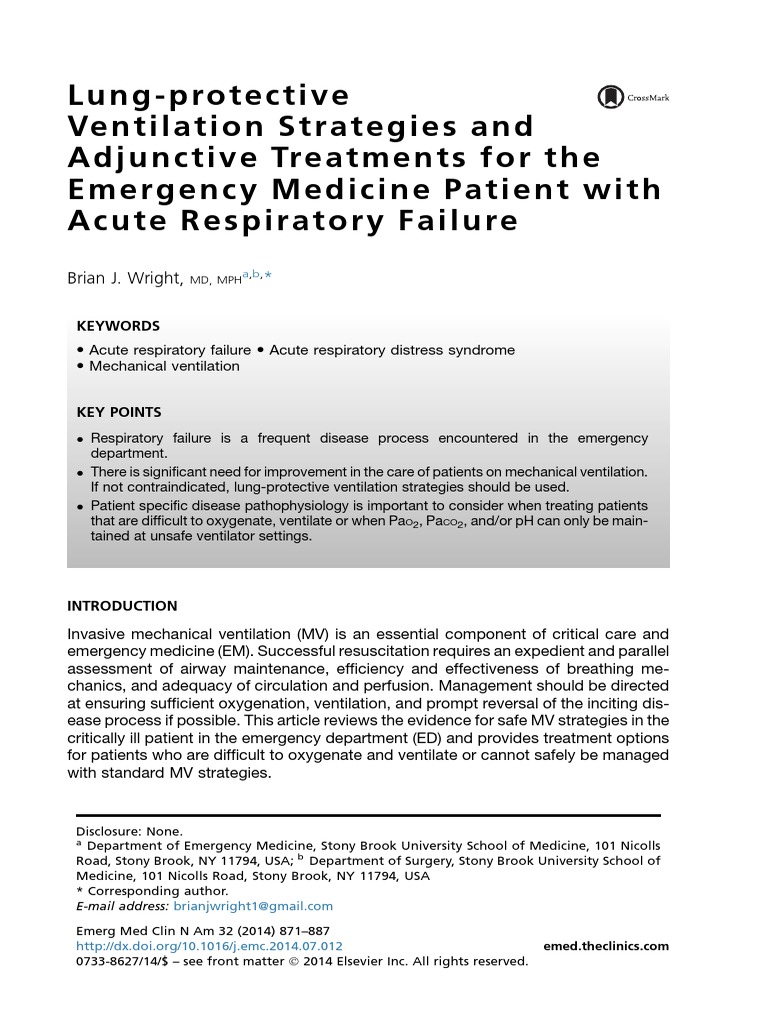 Lungprotective Ventilation Strategies and Adjunctive Treatmens Acute