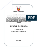 Informe en Minoría del congresista Juan Pari.Comisión "Lavajato"