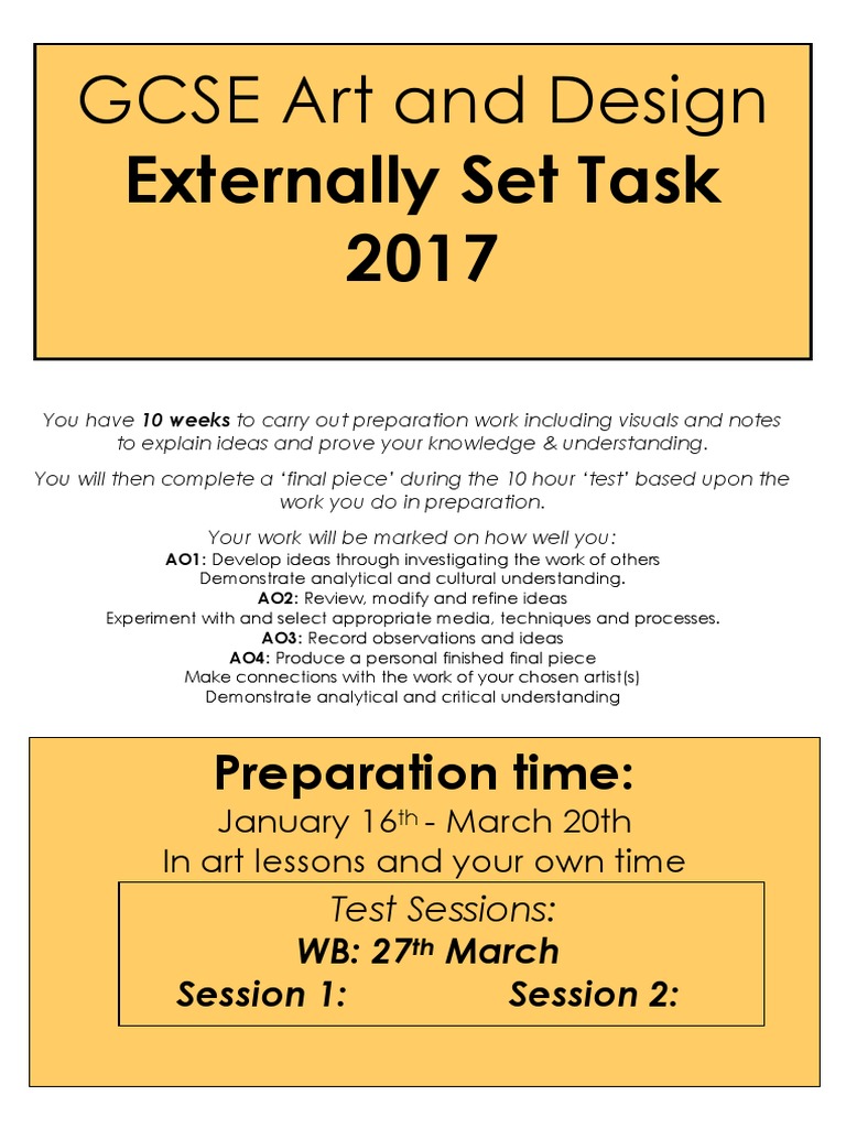 gcse art exam brief 2017 Drawing Test (Assessment)