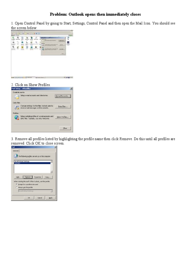 Outlook opens then immediately closes pdf pdf