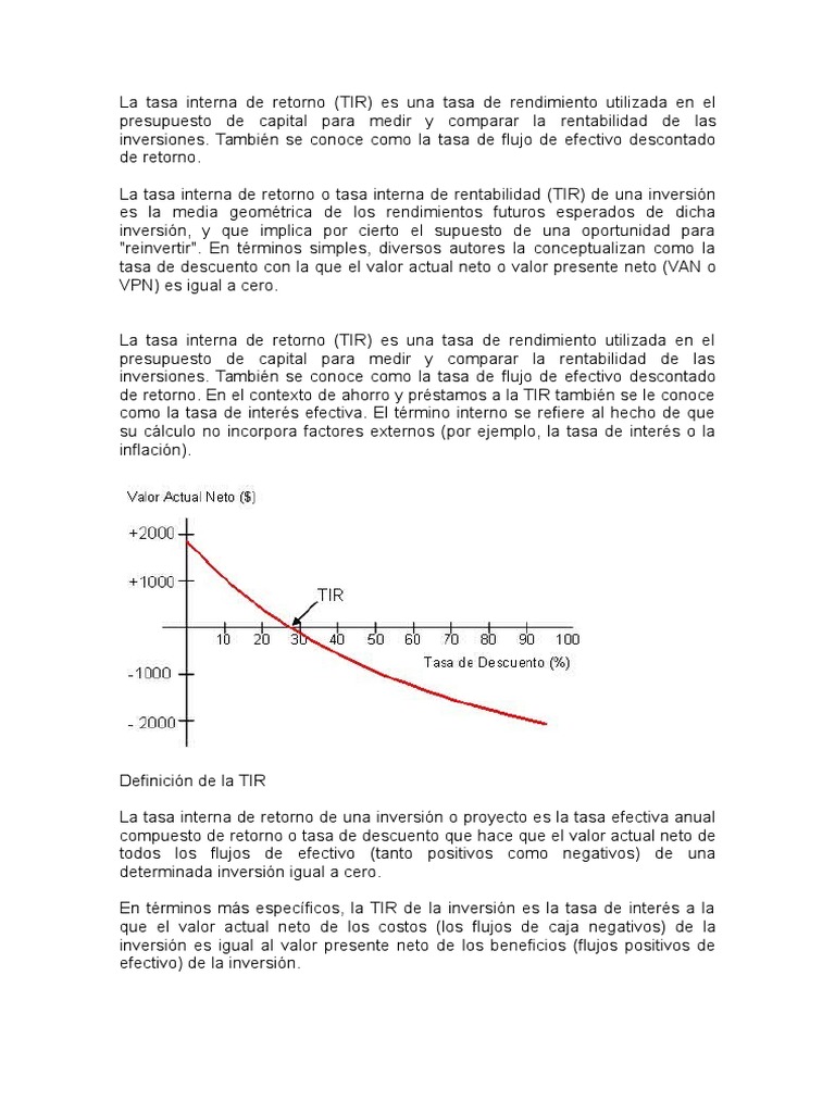 Tasa Interna de Retorno y Valor Presente Neto | PDF | Valor presente ...