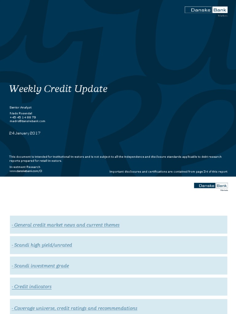 Weekly Credit Update Securities Research Bond Credit Rating