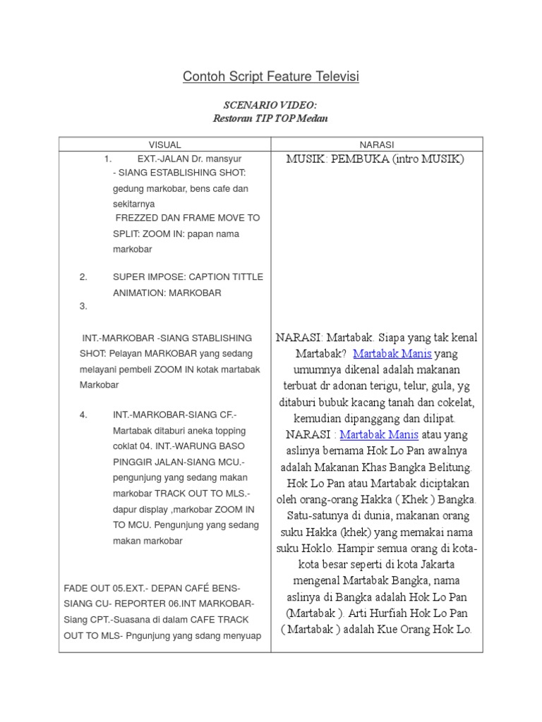 Contoh Script Feature Televis FRINA