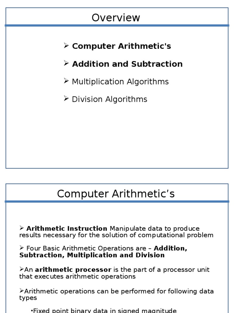 Computer Arithmetic Operations Overview | PDF | Multiplication ...