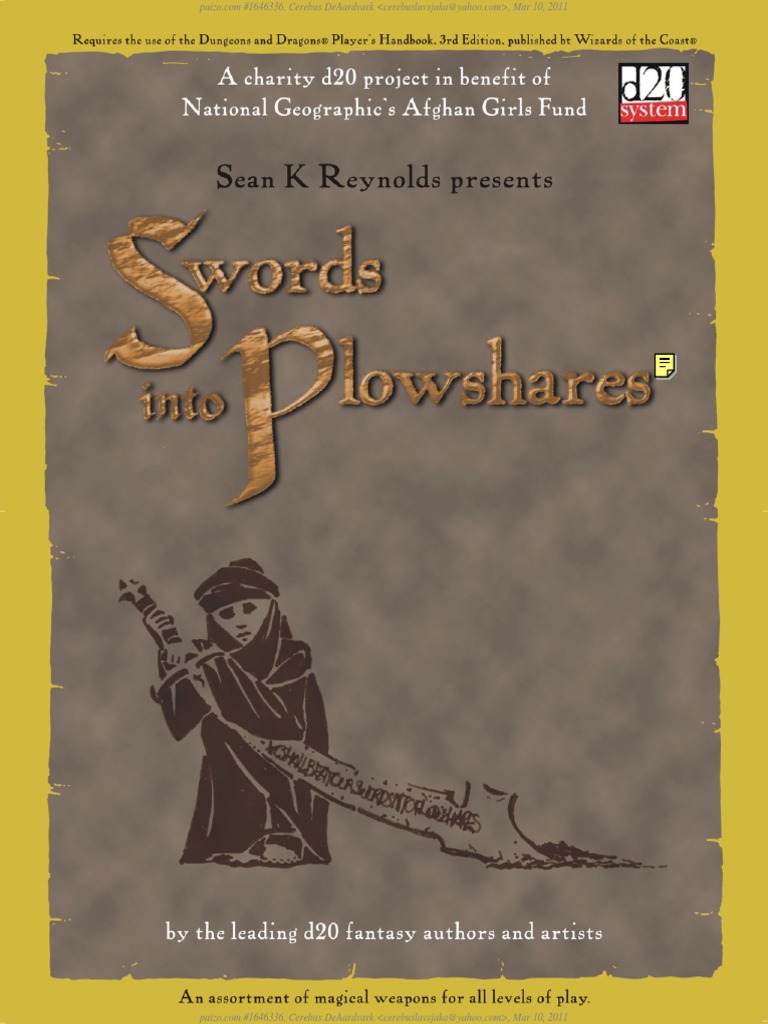 Swords Into Plowshares PDF Dwarf (Middle Earth) Drow (Dungeons
