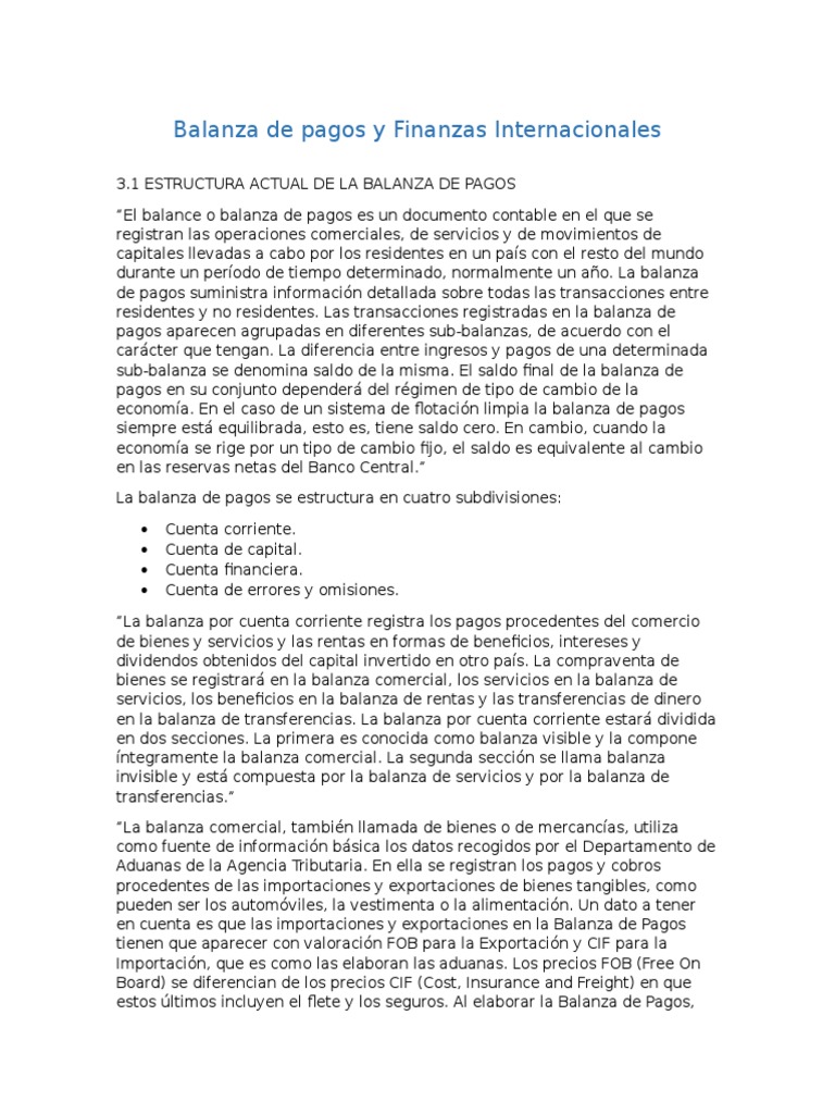 Estructura de la Balanza de Pagos | PDF | Balance de pagos | Negocios ...