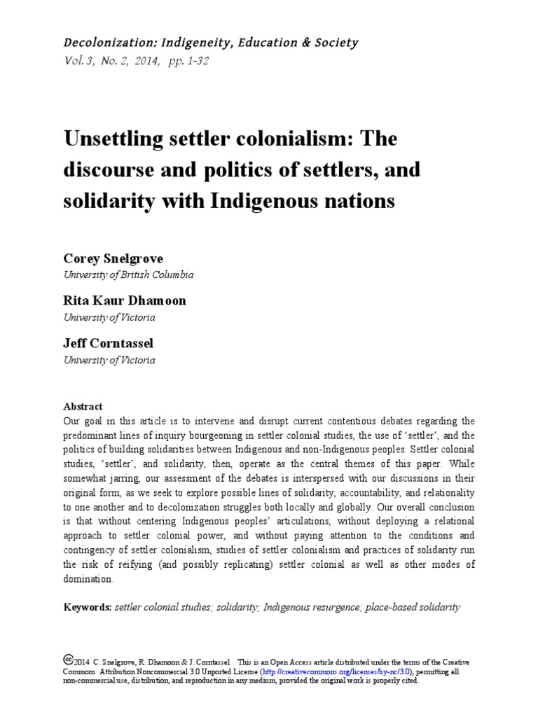 Unsettling Settler Colonialism Dynamics | PDF | Colonialism | Cherokee