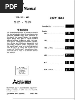 Mitsubishi Engine Service Manual 1992-1993 | PDF | Throttle | Piston