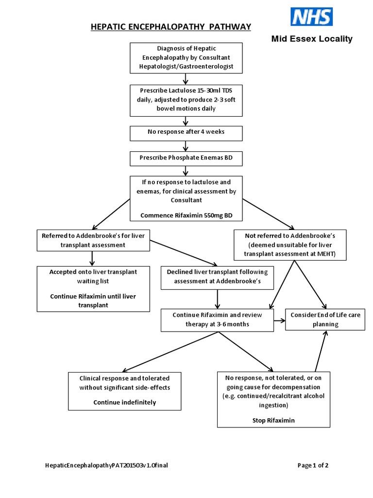 Hepatic Encephalopathy Pathway: Mid Essex Locality | PDF