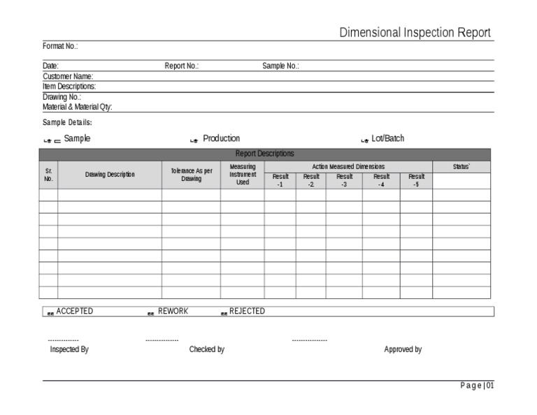 Dimensional Inspection Report | PDF | Evaluation | Business
