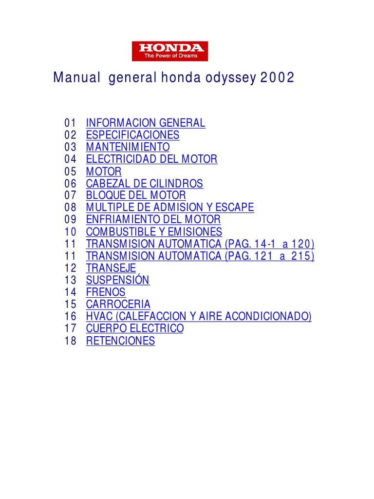2005 HONDA ODYSSEY OWNERS MANUAL PDF visual data 2