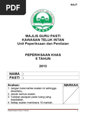 Soalan Khas Pasti 5 Tahun Pdf
