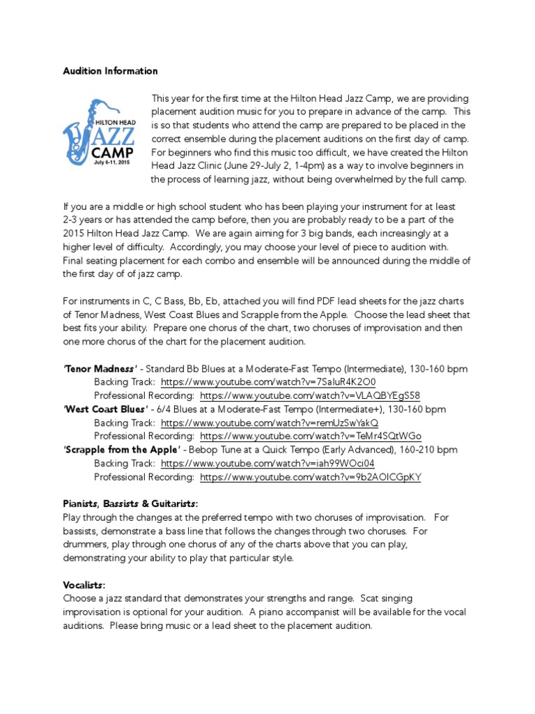 Auditionpacket PDF | PDF | Audition | Tempo