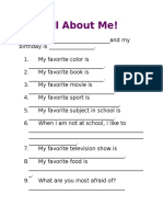 All About Me Interest Survey