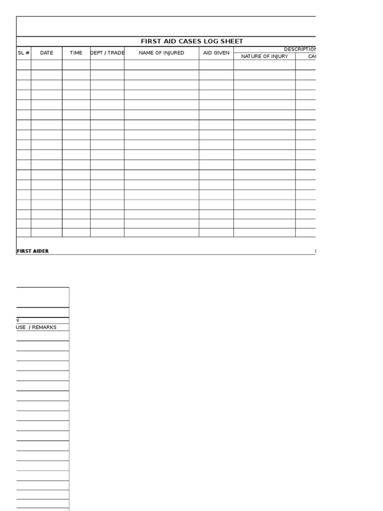 First Aid Log Sheet PDF
