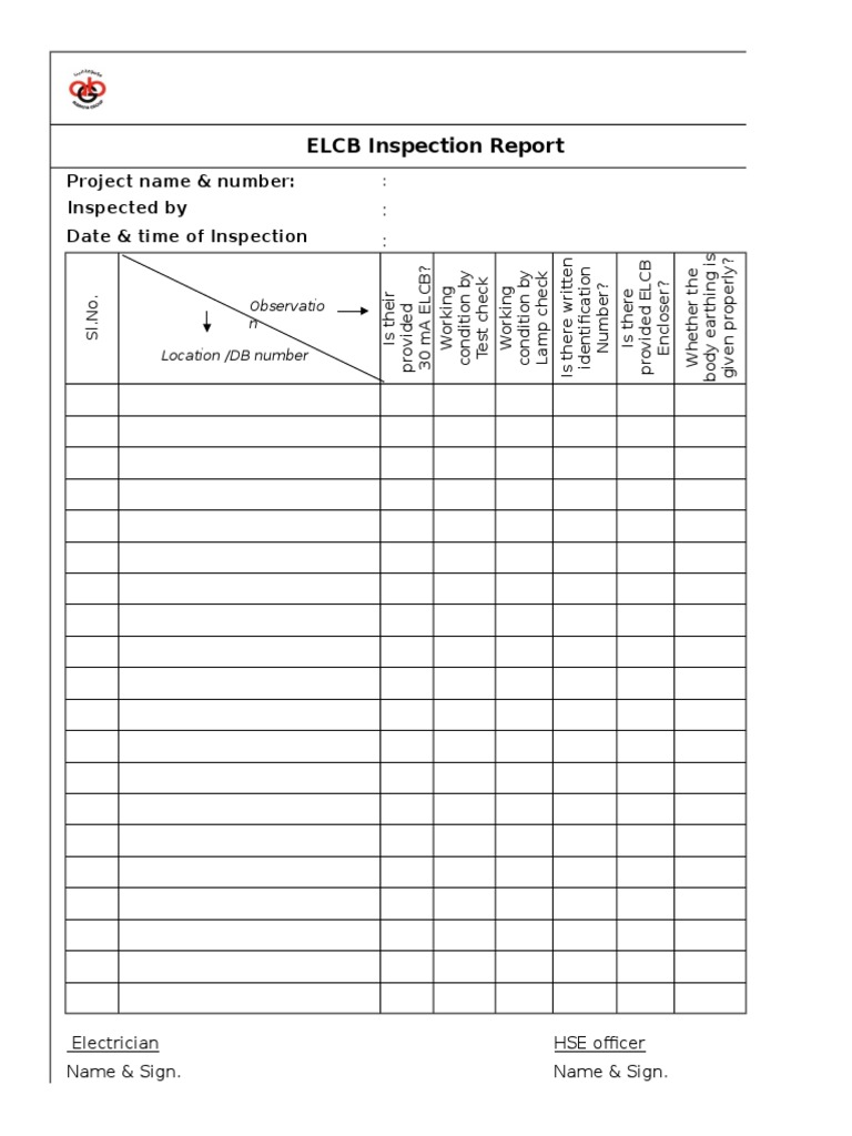 Elcb Checklist