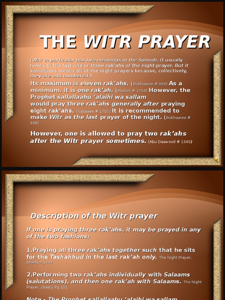 Witr Prayer | Islamic Behaviour And Experience | Religious Behaviour
