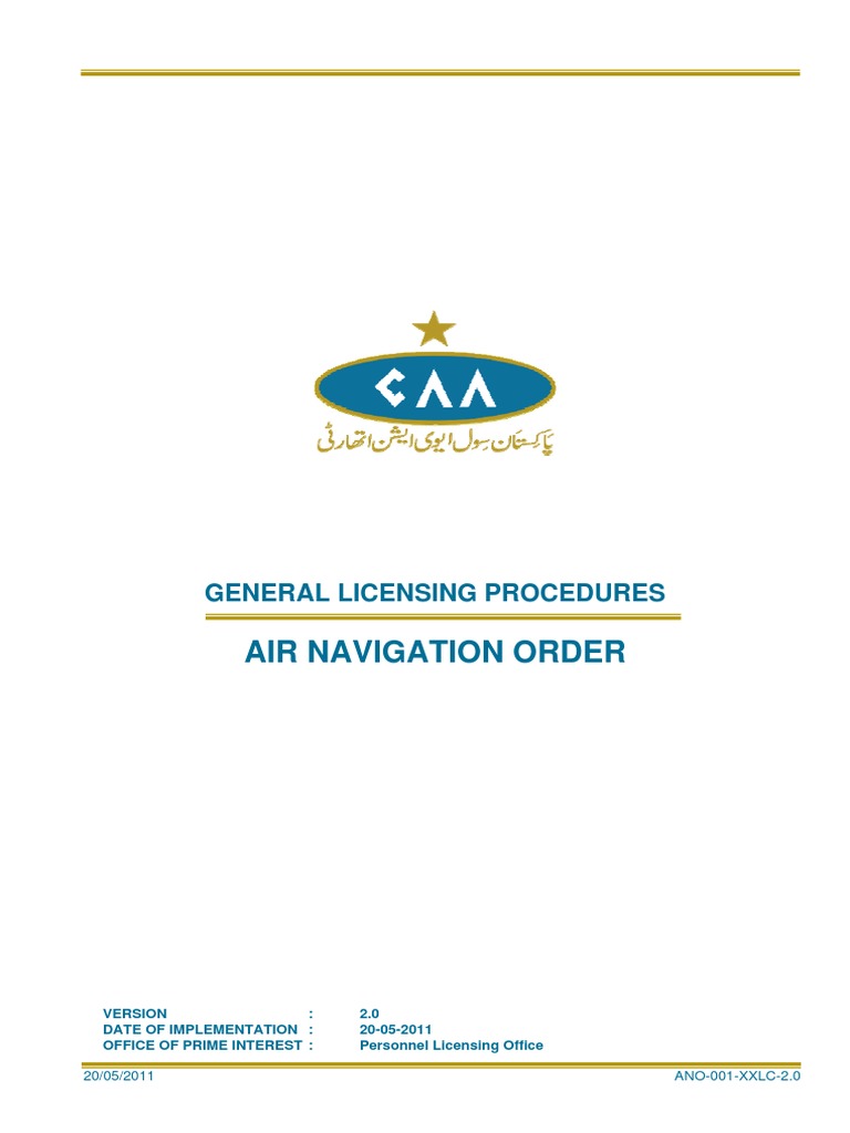 Air Navigation Order General Licensing Procedures