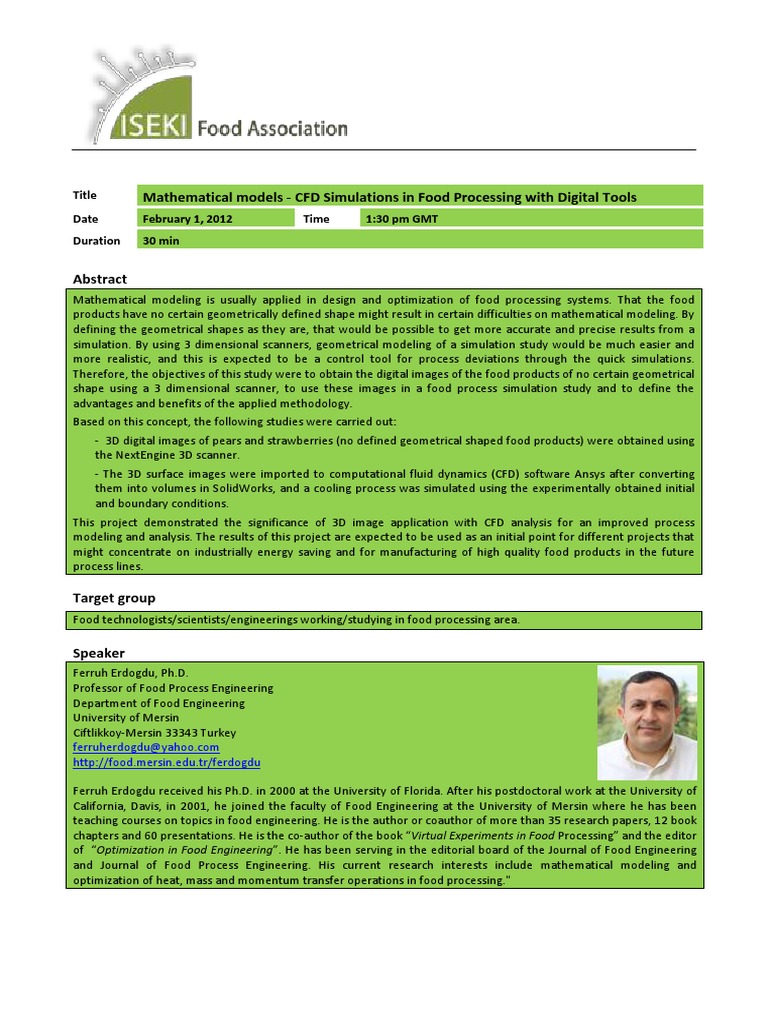 Mathematical Models - CFD Simulations in Food Processing With Digital ...