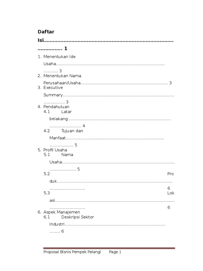 Daftar Isi………………………………………………………………………… ……………. 1 Proposal