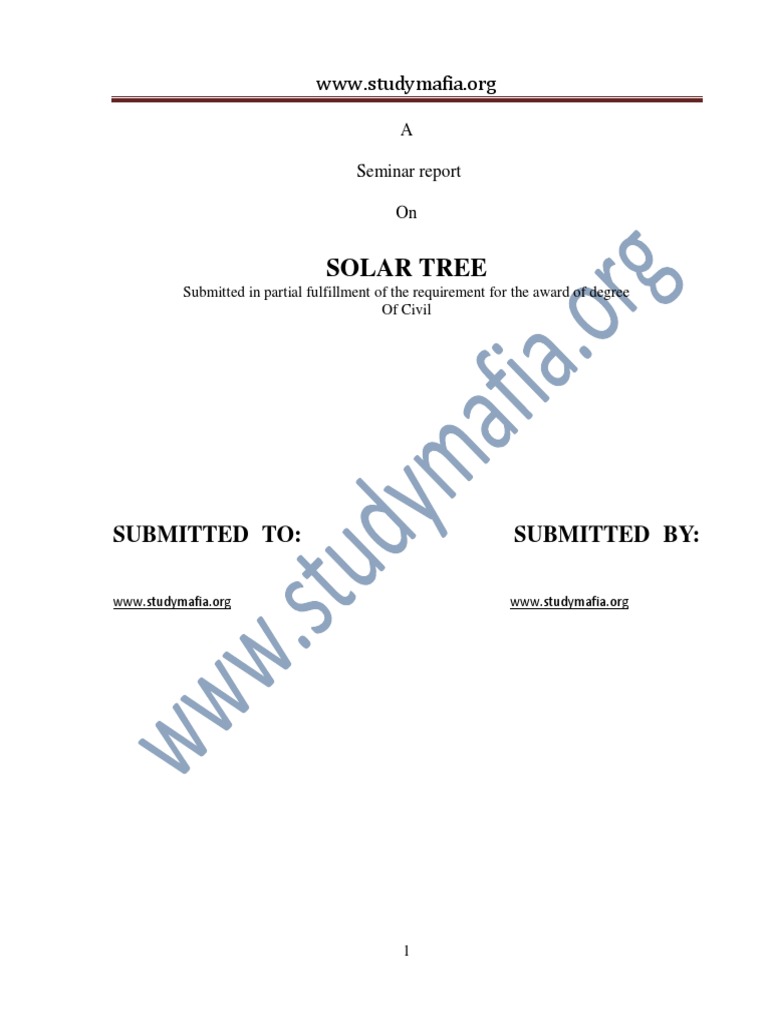 CIVIL Solar Tree Report PDF Light Emitting Diode Silicon