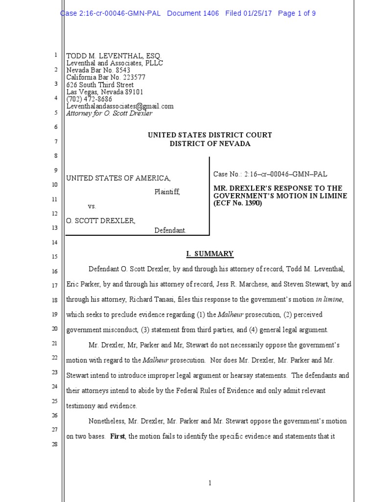 Drexler (1406) Response To Government Motion (1390) To Suppress Evidence PDF Motion In