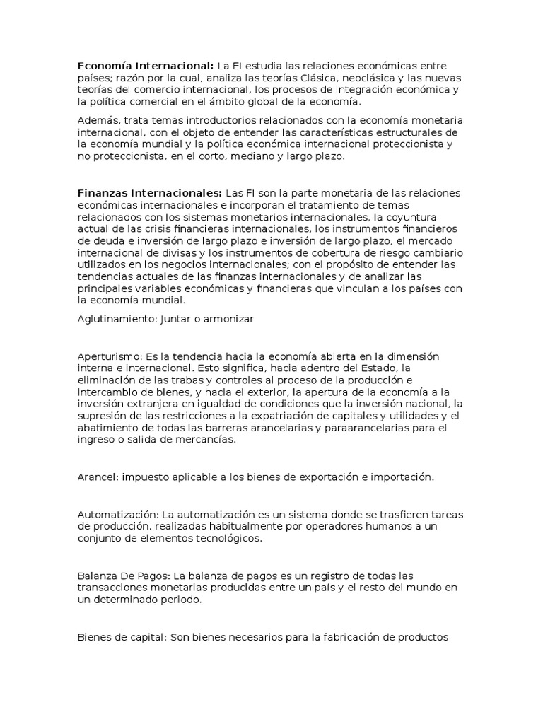 Glosario Economía Internacional Ventaja comparativa