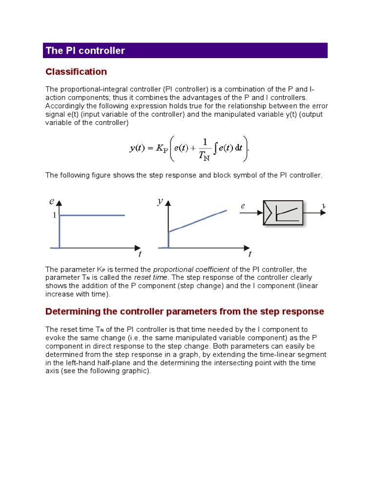 PI Controller: Step Response Analysis | PDF | Systems Science ...