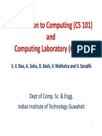 Introduction To Computing (CS 101) Introduction To Computing (CS 101) and Computing Laboratory (CS 110)