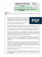 Lineamientos Administrativos para Control de Personal