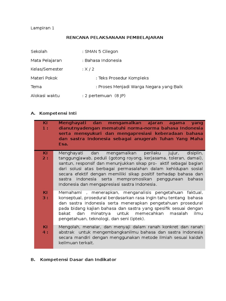 Rencana Pembelajaran Teks Prosedur Kompleks | PDF