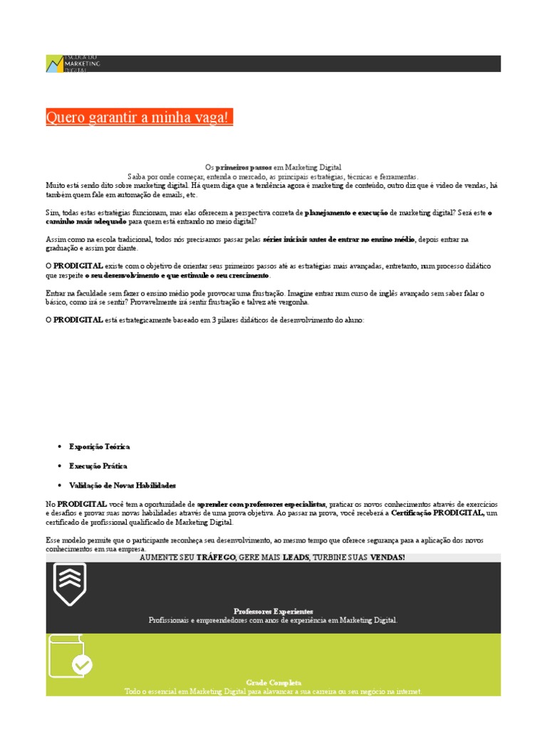 PRODIGITAL - CURSO - Os Primeiros Passos em Marketing Digital | PDF ...