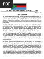 NDM Statement on the UNSC Meeting Pertaining to the Situation in South Sudan.