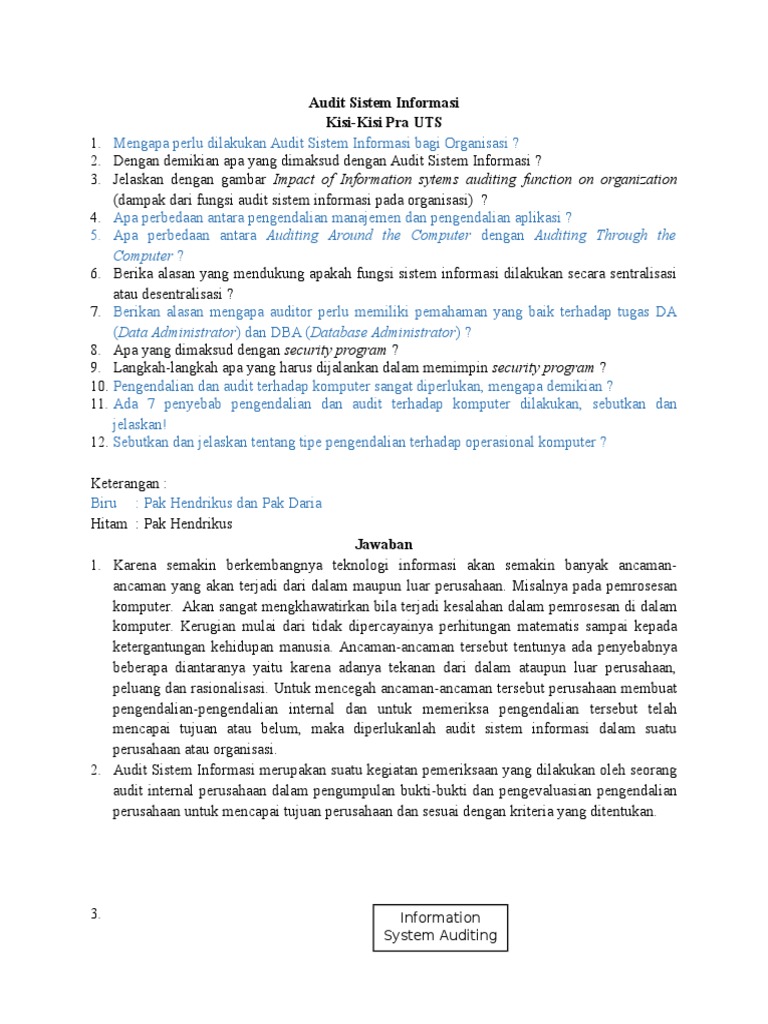Kunci Jawaban Audit Sistem Informasi