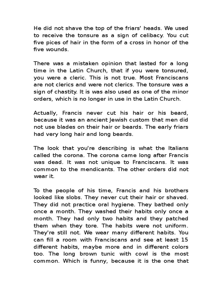 Why Did Friars Shave The Top of Their Heads and Just Leave That Little