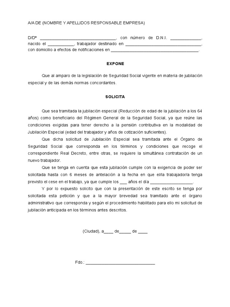 Ejemplodecartadejubilaciónanticipada