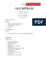 Ana Castillo Resume