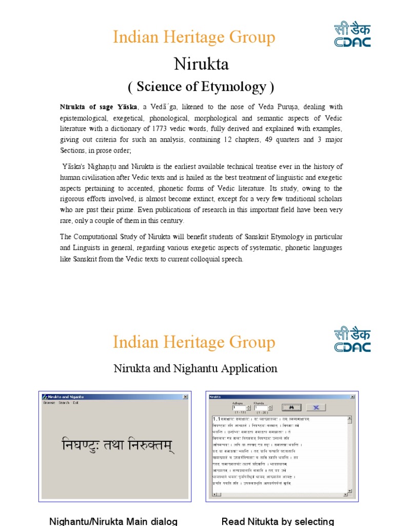 Indian Heritage Group Nirukta (Science of Etymology) PDF