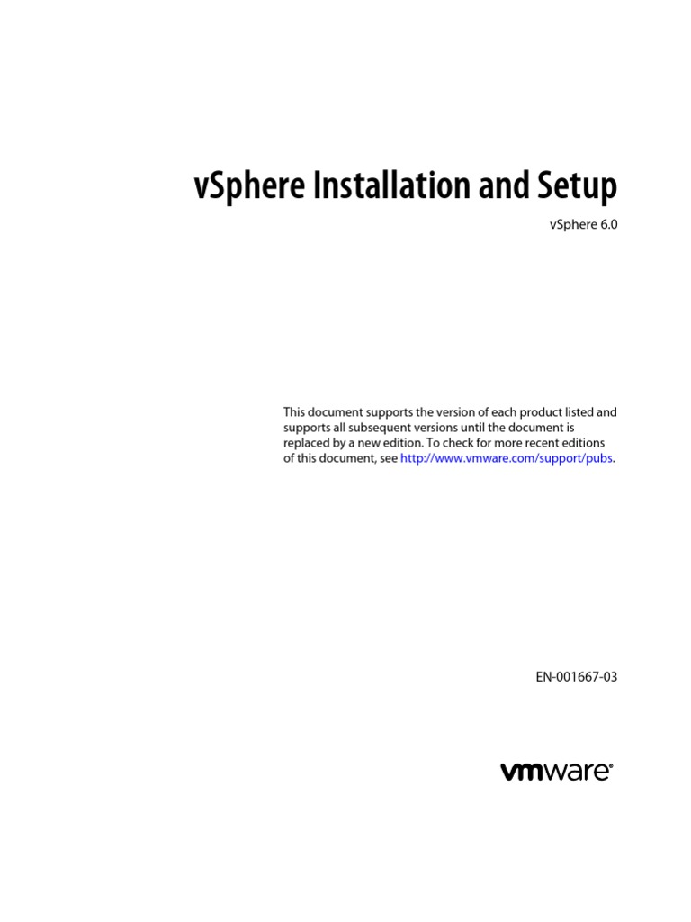 Vsphere Esxi Vcenter Server 60 Installation Setup Guide PDF | PDF ...