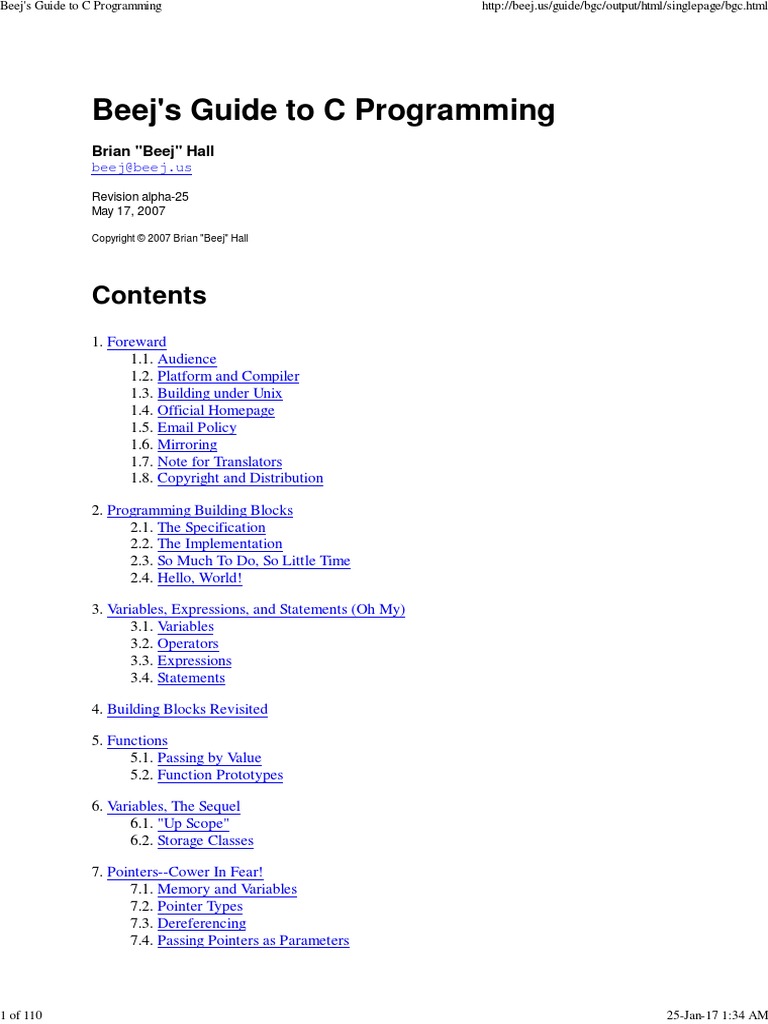 Beej's Guide To C Programming | PDF | C (Programming Language) | Software