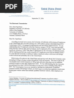 Sen. Chuck Grassley's Letter to UC President Janet Napolitano Regarding UCSF Layoffs