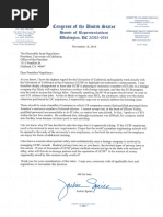 Rep. Jackie Speier's Letter to UC President Janet Napolitano Regarding UCSF Layoffs