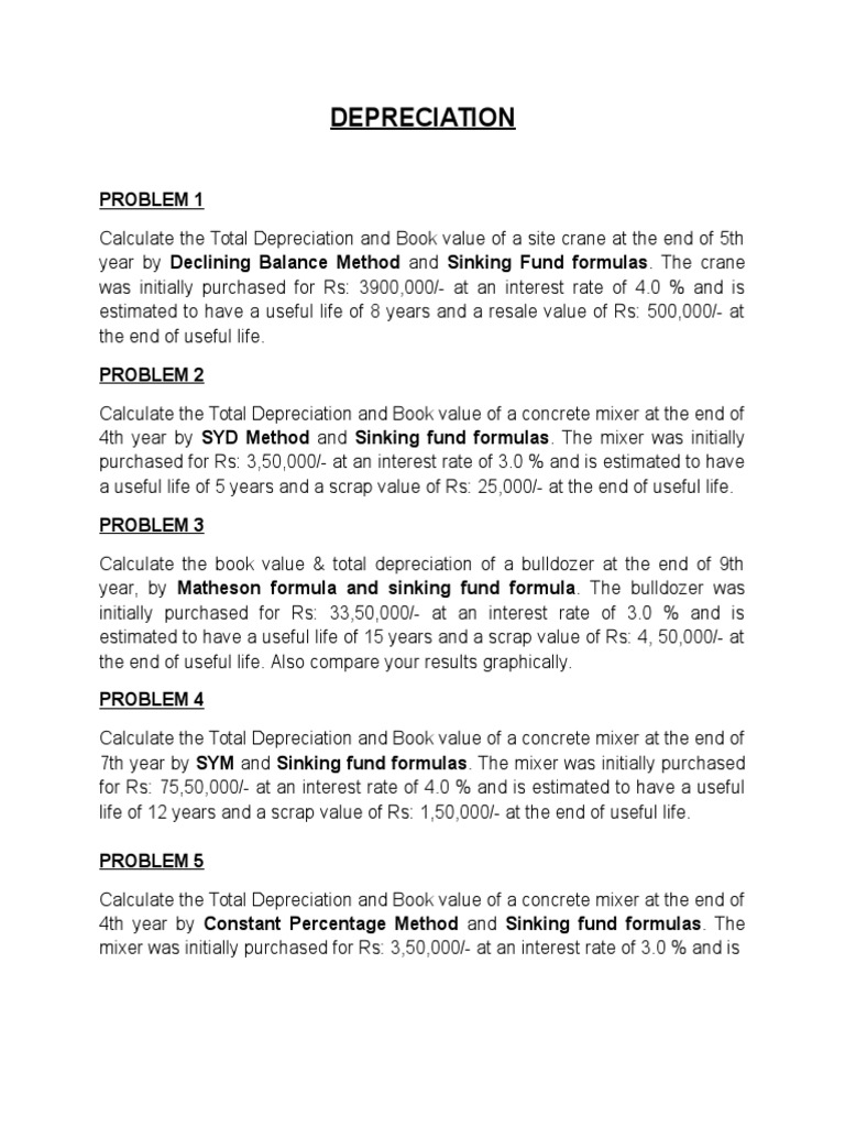 Depreciation Questions Book Value Depreciation