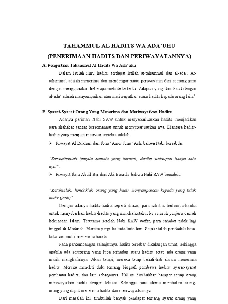 Metode Mendengar Dan Menerima Hadis | PDF
