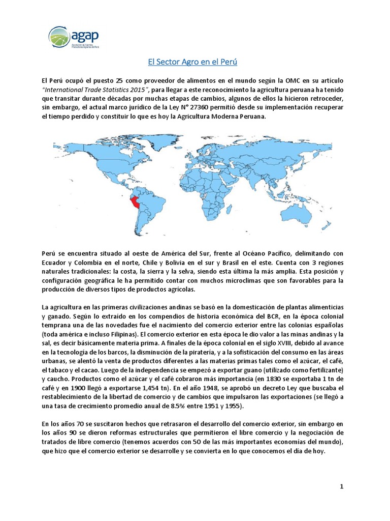 El Sector Agro En El Perú Pdf Agricultura Perú