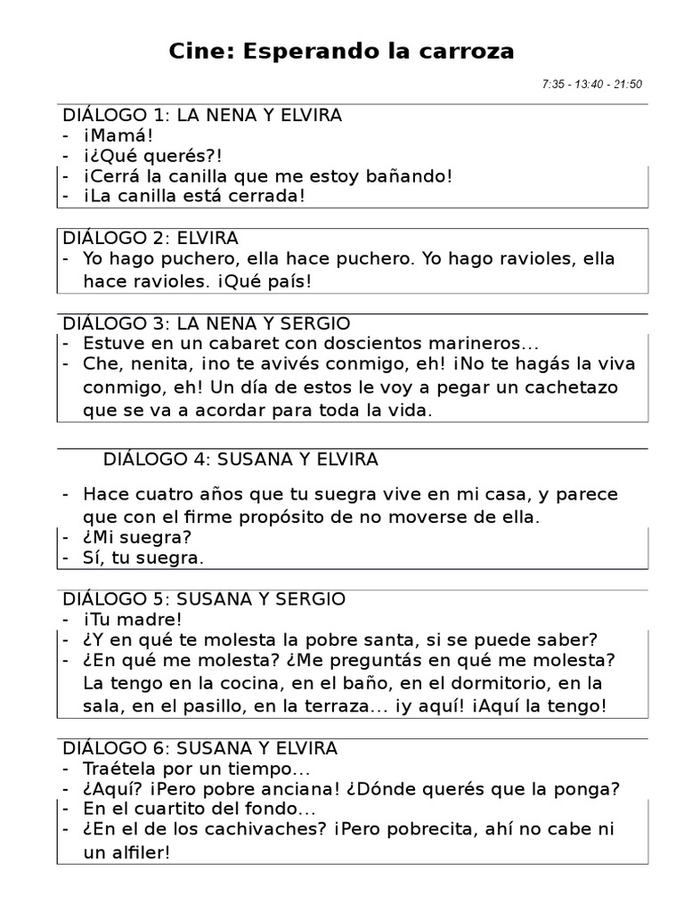 Esperando La Carroza DIÀLOGOS